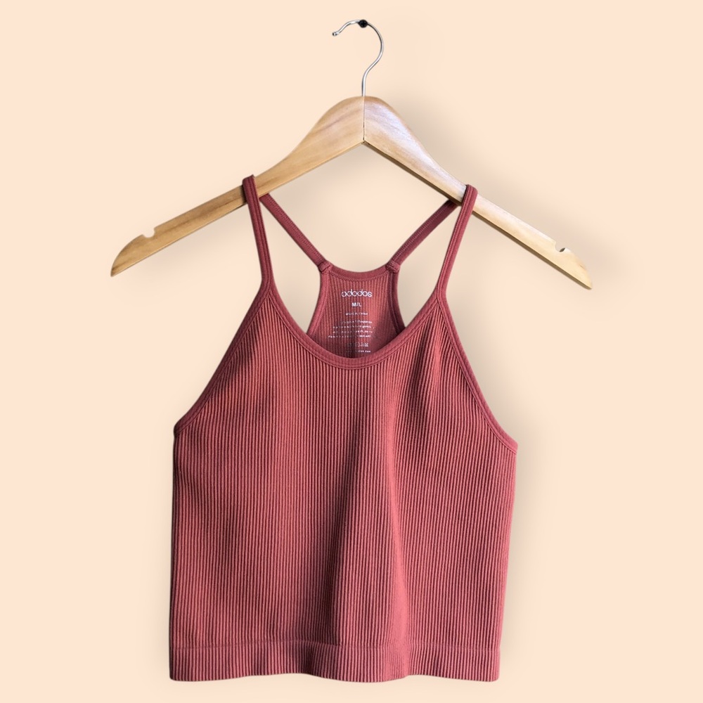 Ododos Pink Stretch Crop Top Racerback Tank Top Summer Sporty Women’s M/L